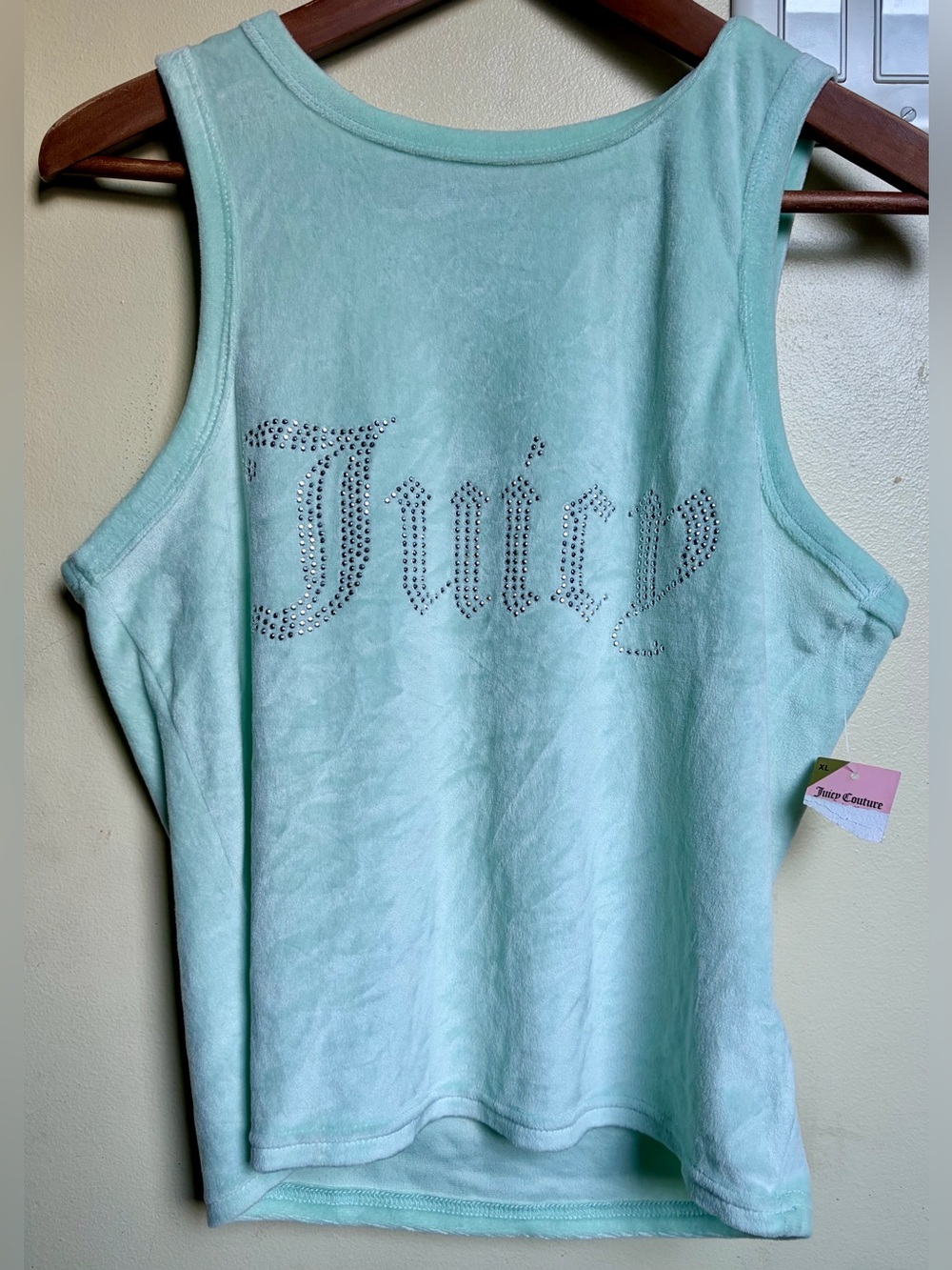 Juicy Couture Mint Green Velour Tank Top Size XL NWT Bedazzled Rhinestone